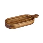 XM - ACACIA WOODEN OVAL PRESENTATION PLATTER WITH HANDLE 37 x 15 x 5 CM