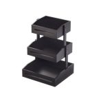 LEONE - BLACK BAMBOO 3 BASKET STAND 33 x 30 x 41 CM