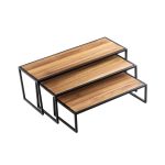 TC - RECTANGULAR WOOD AND STEEL RISERS SET OF 3 - 56 x 20.5 x 20.5 CM - Image 3