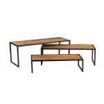 TC - RECTANGULAR WOOD AND STEEL RISERS SET OF 3 - 56 x 20.5 x 20.5 CM - Image 4