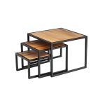 TC - SQUARE WOOD AND STEEL RISERS SET OF 3 - 26 x 26 x 20.5 CM