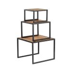 TC - SQUARE WOOD AND STEEL RISERS SET OF 3 - 26 x 26 x 20.5 CM - Image 3