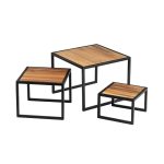 TC - SQUARE WOOD AND STEEL RISERS SET OF 3 - 26 x 26 x 20.5 CM - Image 4