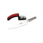 GLOBAL - SET OF G-2 CHEFS KNIFE AND 220/BR MINOSHARP KNIFE SHARPENER