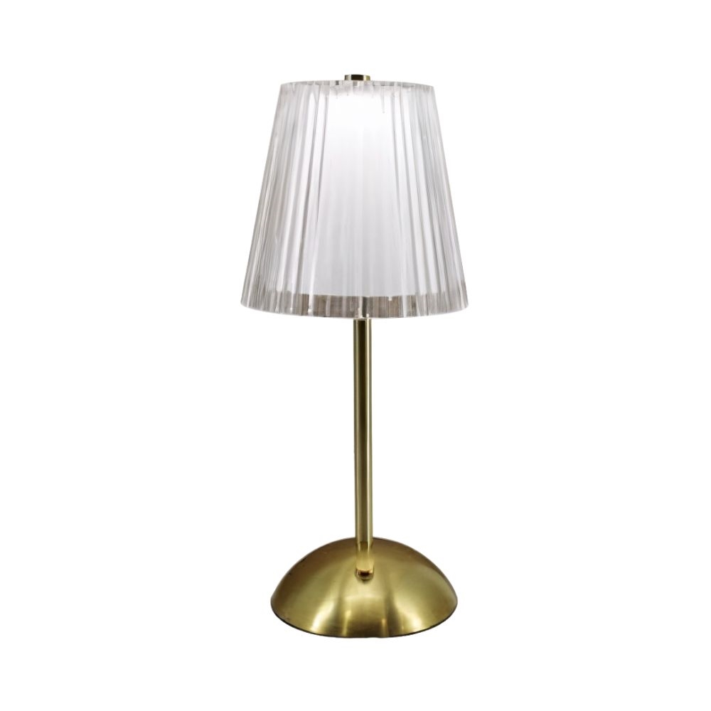 09-818.jpg NOV - TABLE LAMP CONICAL HEAD RECHARGEABLE PLEXI CLEAR/GOLD 12 x 30 CM / LAMP19 - Image 1