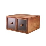 GENWARE - ACACIA WOOD DOUBLE BREAD BOX 34.5 x 32.5 x 19 CM