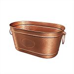 NOV - FOOTED CHAMPAGNE BUCKET OVAL COPPER WITH HANDLES 56 CM