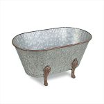 NOV - FOOTED CHAMPAGNE BUCKET OVAL GALVANIZED SILVER/BROWN WITH HANDLES 56 CM