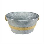 NOV - CHAMPAGNE BUCKET OVAL GALVANIZED SILVER/GOLD WITH ROPE HANDLES 56 CM
