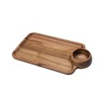XM - ACACIA WOODEN SERVING BOARD WITH DIP HOLDER 37 x 20 x 2 CM