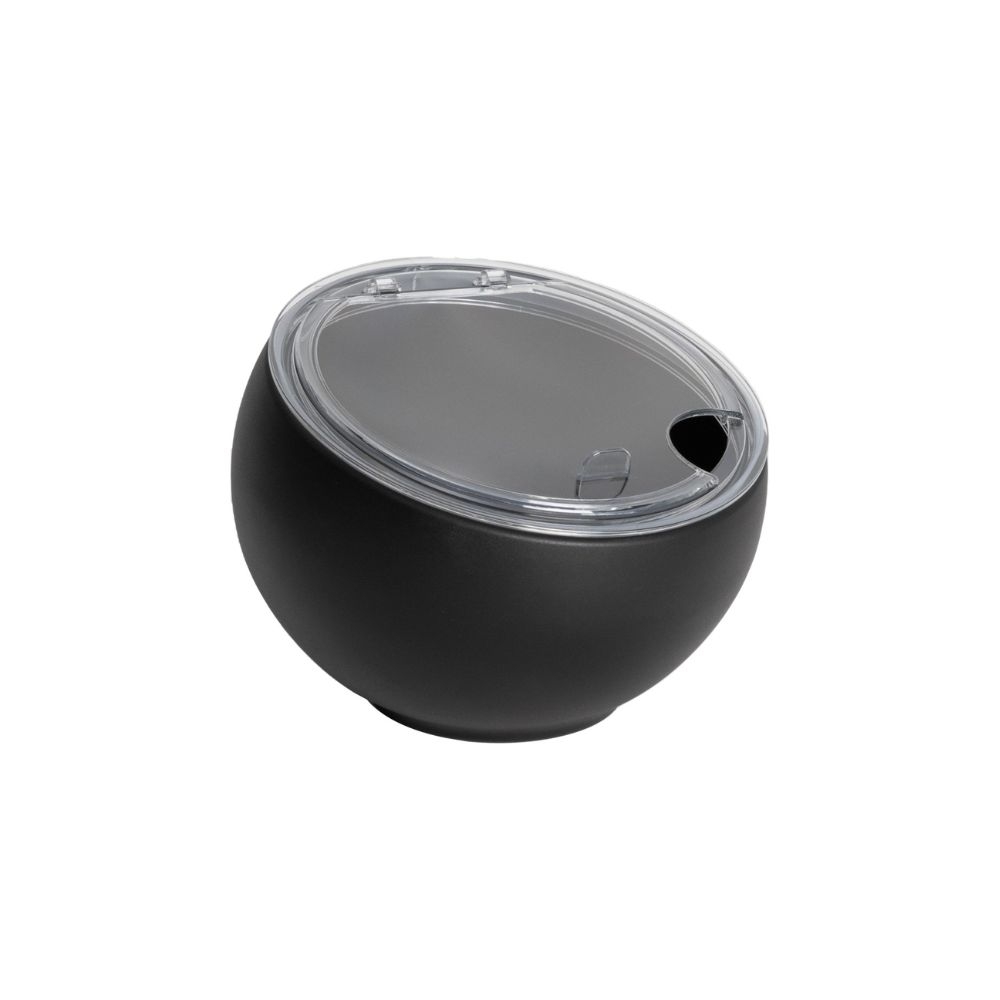 28-6055.jpg GTSA - ORB MELAMINE BOWL BLACK MATT WITH CLEAR LID 20 x 14.6 CM / 1.6 L - Image 1