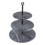 ESPIEL - MARBLE ETAGERE 3-TIER BLACK 30 x 36 CM