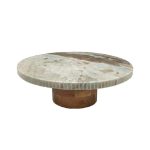 ESPIEL - MARBLE FOOTED PLATE BEIGE WITH ACACIA WOOD STAND 30 x 9 CM