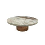 ESPIEL - MARBLE FOOTED PLATE BEIGE WITH ACACIA WOOD STAND 25 x 7.5 CM