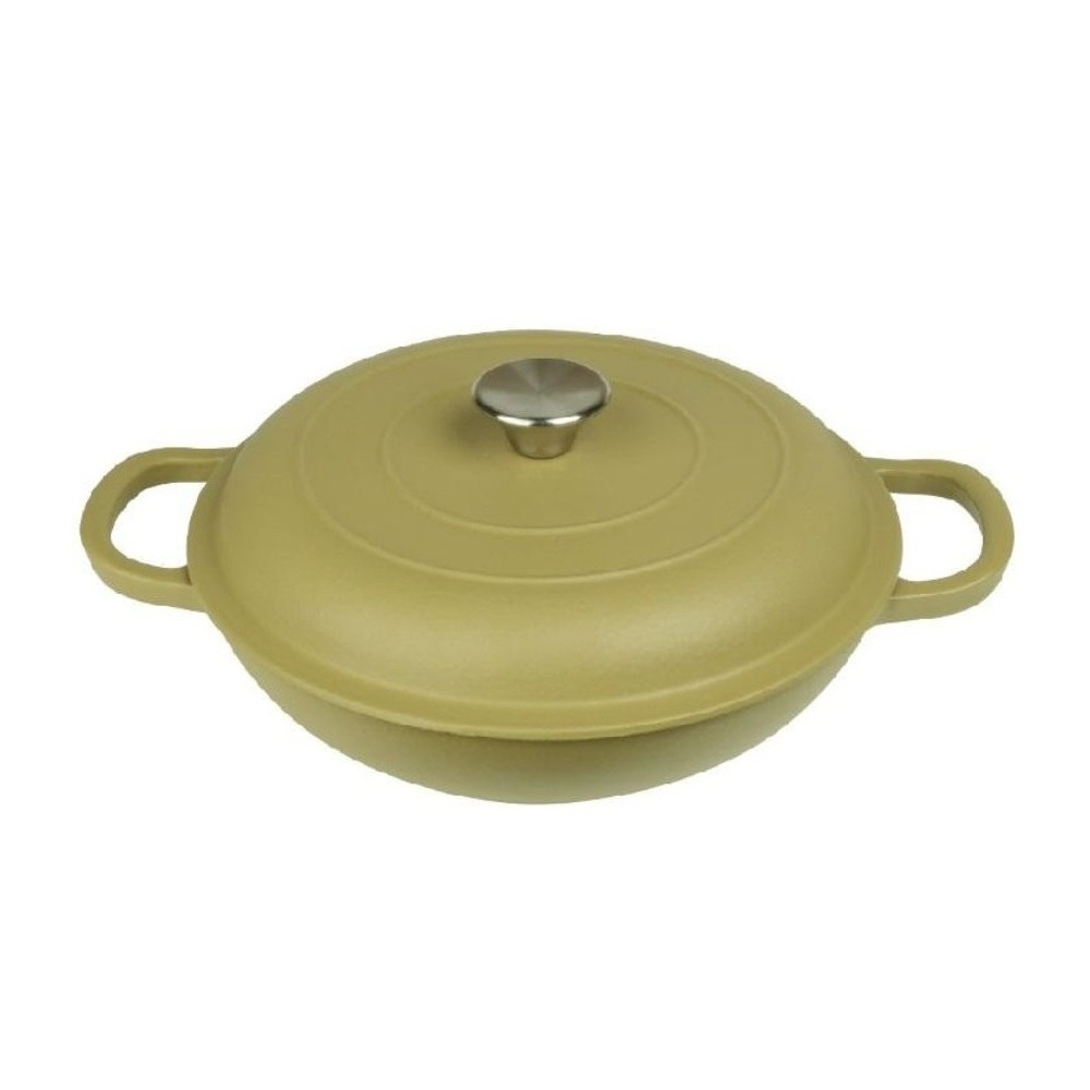 SAC115.jpg ESPIEL - VOLCANO ENAMELLED CAST IRON LOW CASSEROLE GREEN 30 x 14 CM / 3.2 L - Image 1