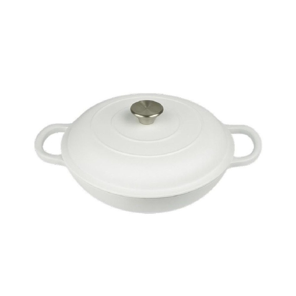 SAC116.jpg ESPIEL - VOLCANO ENAMELLED CAST IRON LOW CASSEROLE WHITE 27 x 12 CM / 2.2 L - Image 1