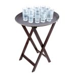 TC - TRAY STAND MAHOGANY WOODEN DARK BROWN 43 x 43 x 81.5 CM - Image 2