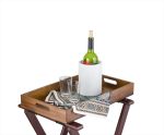 TC - TRAY STAND MAHOGANY WOODEN DARK BROWN 43 x 43 x 81.5 CM - Image 3