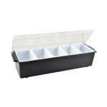 JD - BLACK CONDIMENT HOLDER 5 COMPARTMENT 50 x 16 x 12 CM