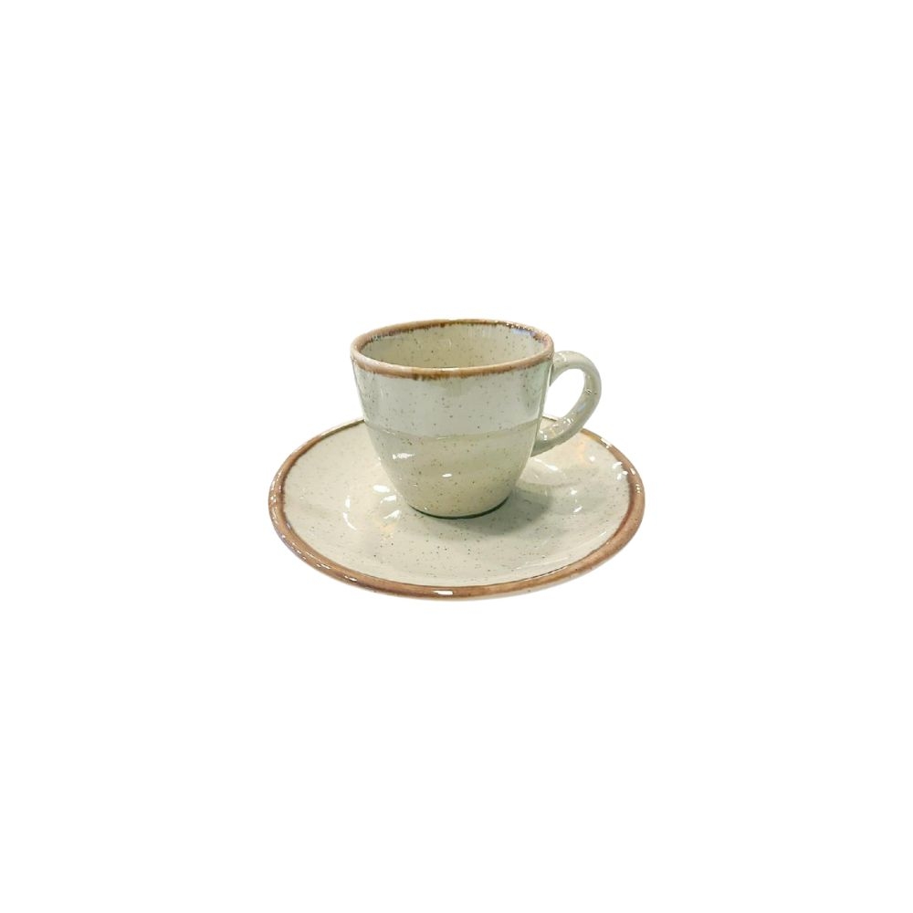 OWK101K6.jpg ESPIEL - REACT. KHAKI ESSENTIALS ESPRESSO CUP WITH SAUCER 12 x 6 CM / 90 ML - Image 1