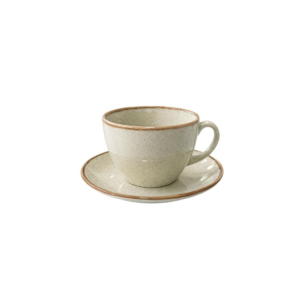 OWK103K6.jpg ESPIEL - REACT. KHAKI ESSENTIALS TEA CUP WITH SAUCER 16 x 8 CM / 400 ML - Image 1