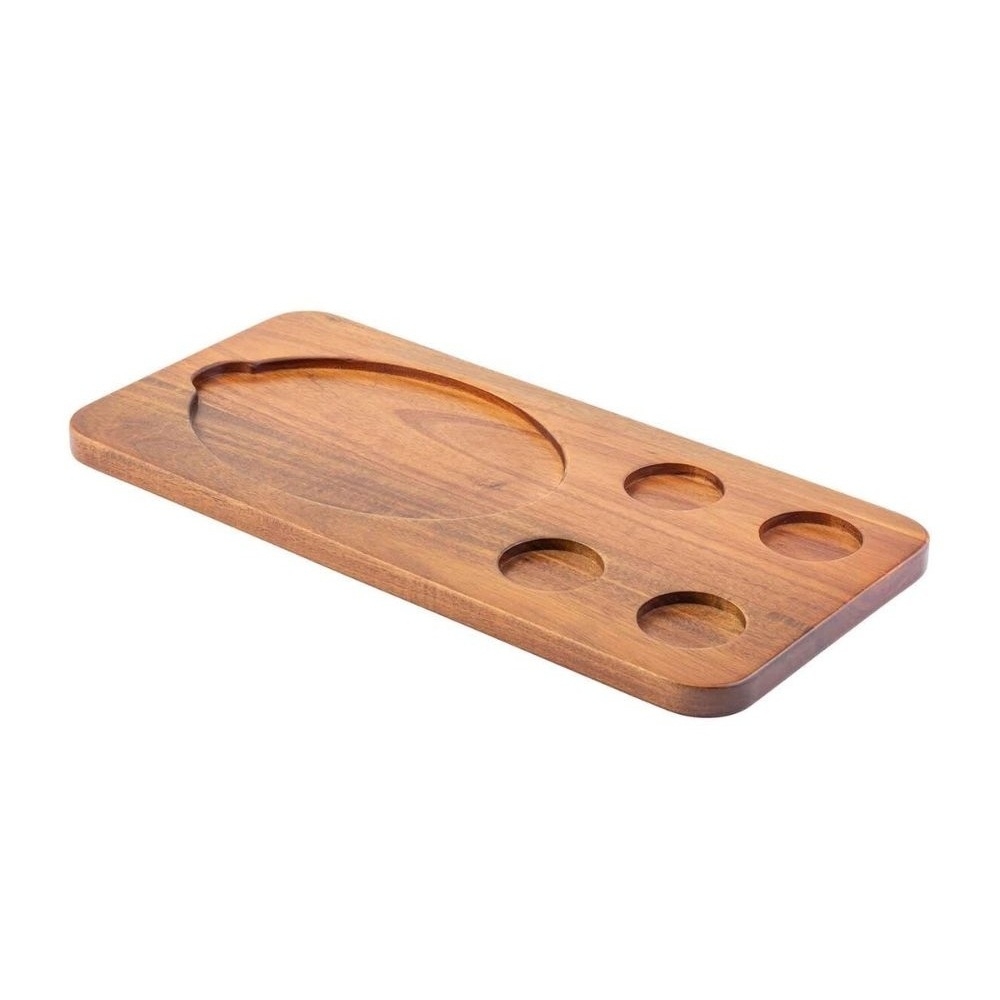 10709.jpg TC - ACACIA WOOD BASE FOR FAJITA CAST IRON WITH 4 DIP POSITIONS 47 x 22.5 CM - Image 1