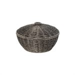 ESPIEL - SYNTHETIC RATTAN ROUND BASKET WITH LID GREY 23 x 15 CM