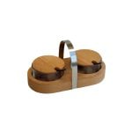 MAK - WOOD SERIES GLASS BOWLS WITH SPOONS CONDIMENT SET