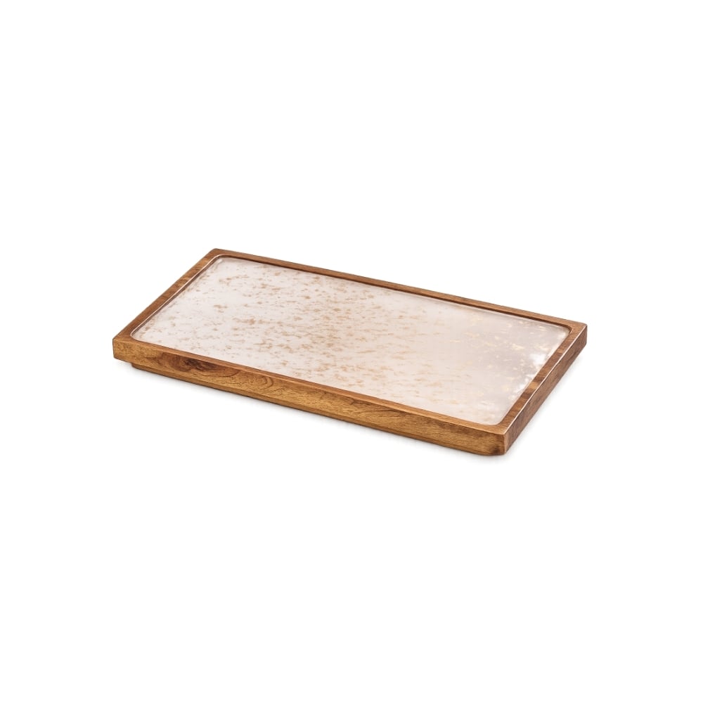 Gtsa Gold Spots Prestige White Wooden Tray Stackable 1/3 32.5 X 17.6 Cm