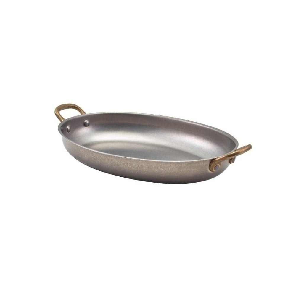 Gtsa Oval Platter Vintage Matt Silver With Bronze Handles 24.5 X 18 X 4 Cm
